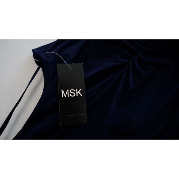 MSK 93900363L Sz 16 Navy Style Setter Embellished Front-Slit Evening Gown $129 - Picture 8 of 12